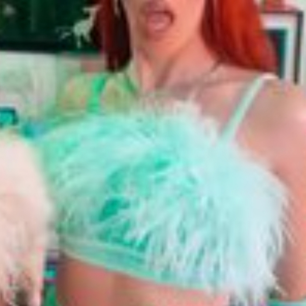 Sugar Thrillz Fur Mint Green Boob Tube Marabou Bandeau